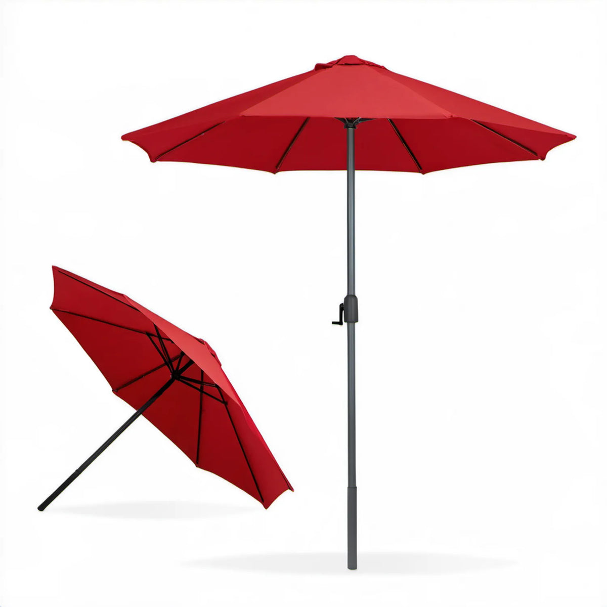 Czerwony ośmiokątny parasol ogrodowy z korbką 270 cm, poliester i stal