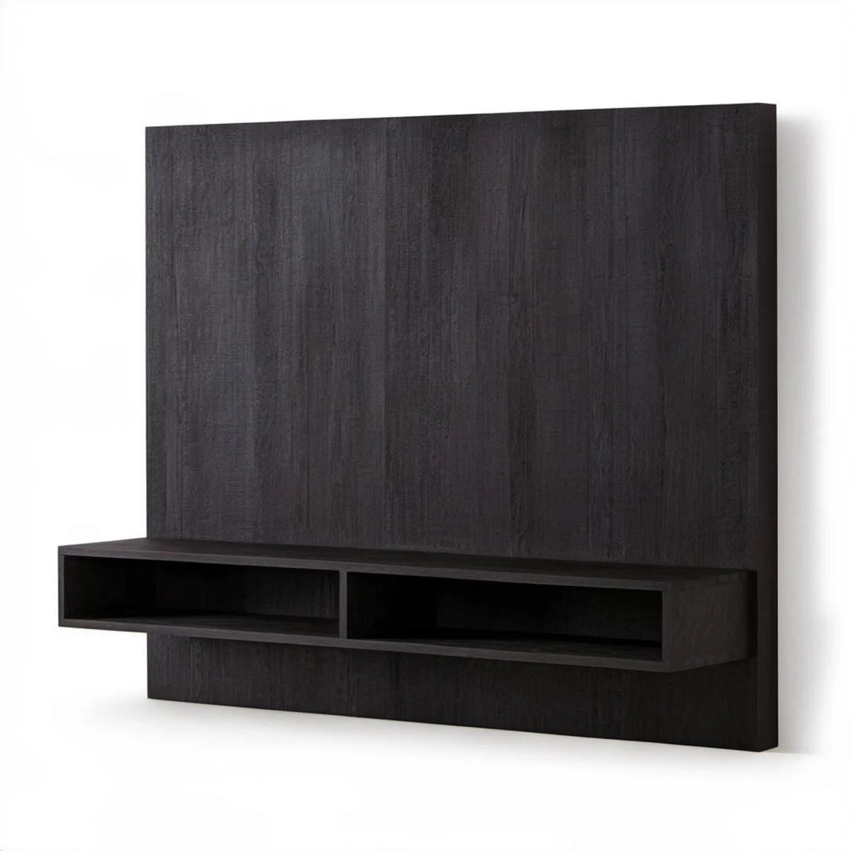 Czarny zestaw RTV z panelem ściennym 180 x 40 x 180 cm