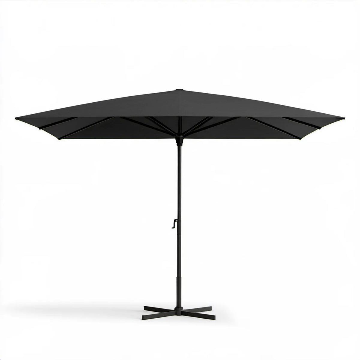 Czarny kwadratowy parasol ogrodowy 300 x 300 cm z korbą i stalowym stelażem