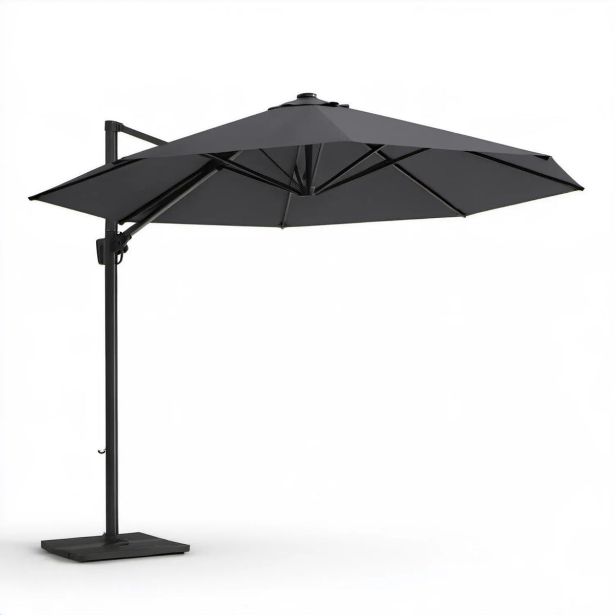 Czarny wiszący parasol ogrodowy kwadratowy 300 x 300 cm ze stali i poliestru