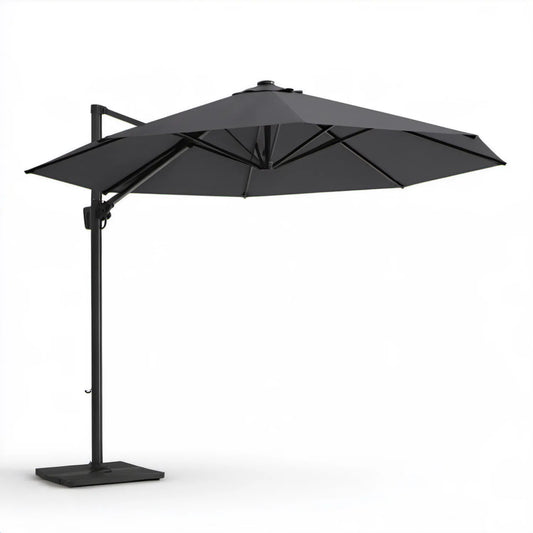 Czarny wiszący parasol ogrodowy kwadratowy 300 x 300 cm ze stali i poliestru