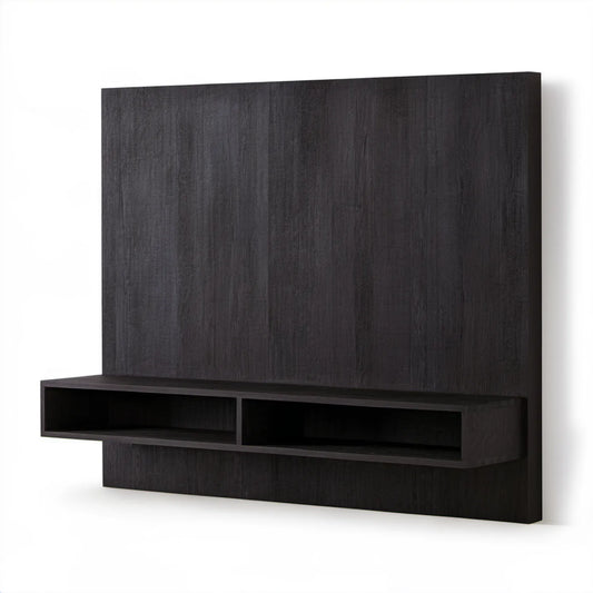 Czarny zestaw RTV z panelem ściennym 180 x 40 x 180 cm
