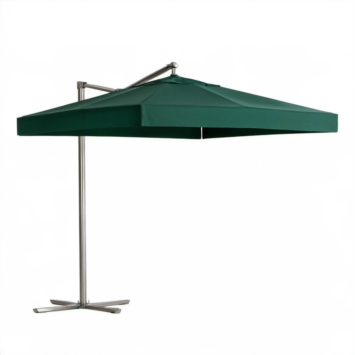 Boczny parasol ogrodowy kwadratowy 300 × 300 × 250 cm, ciemnozielony/srebrny