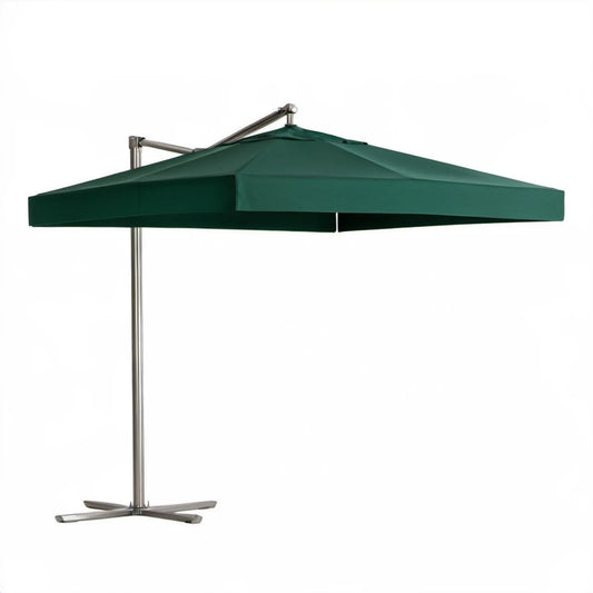 Boczny parasol ogrodowy kwadratowy 300 × 300 × 250 cm, ciemnozielony/srebrny