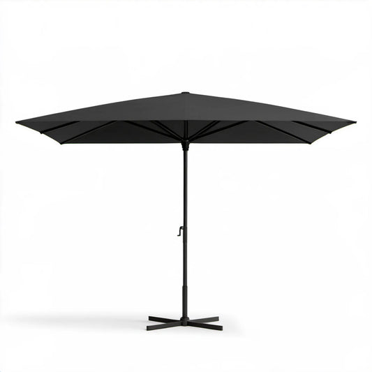 Czarny kwadratowy parasol ogrodowy 300 x 300 cm z korbą i stalowym stelażem