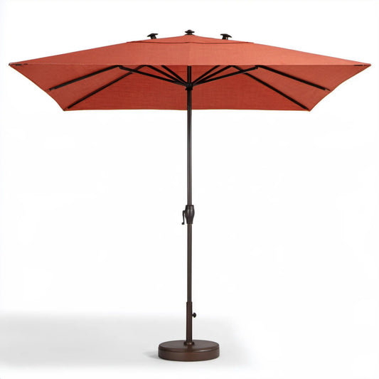 Prostokątny parasol ogrodowy ceglastoczerwony 460 × 270 cm z podstawą