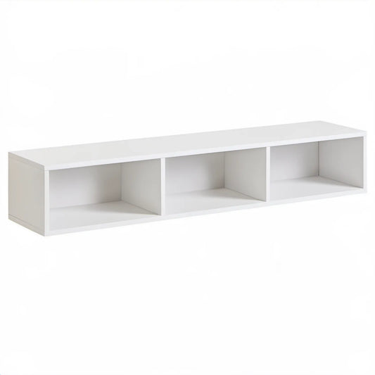 Biała szafka RTV 180 × 35 × 40 cm z 3 otwartymi wnękami